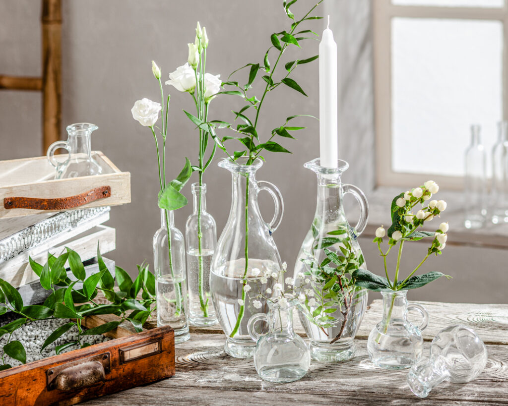 Foto Glasflaschen Blumenvasen